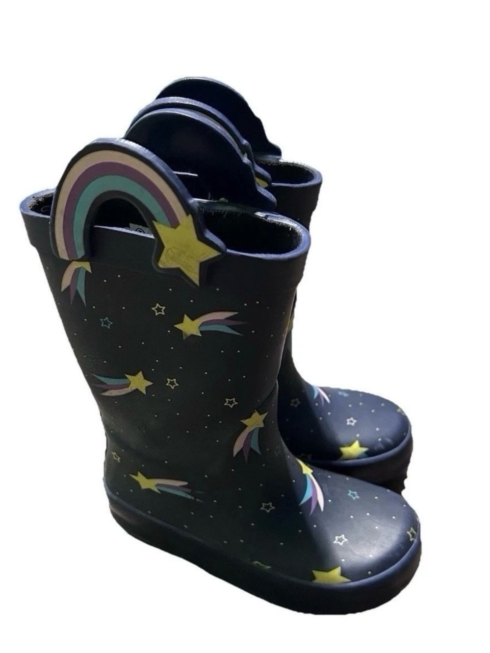 Toddler Girl Navy Blue Rain Boots With Shooting Stars Size 7